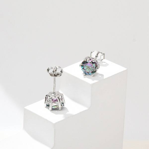 925 Sterling Silver Moissanite Rhinestone Stud Earrings