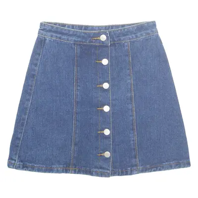 Buttoned Womens A-Line Skirt Blue Short Denim S