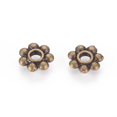 Tibetan Style Daisy Spacer Beads