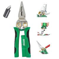 8 in 1 Wire Stripper Twister for Cutting and Pulling Wires, Cable Scissors,Voltage Tester Pliers, 12V to 250V Live,Null,Hot W...