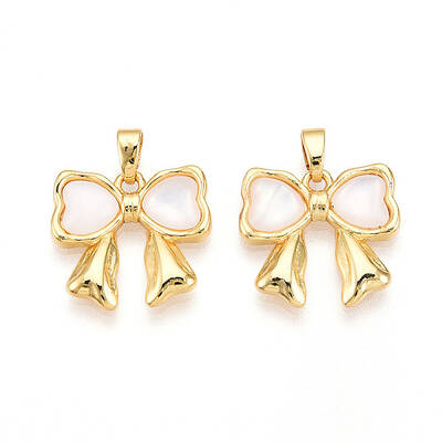 Brass Pave Natural Shell Pendants