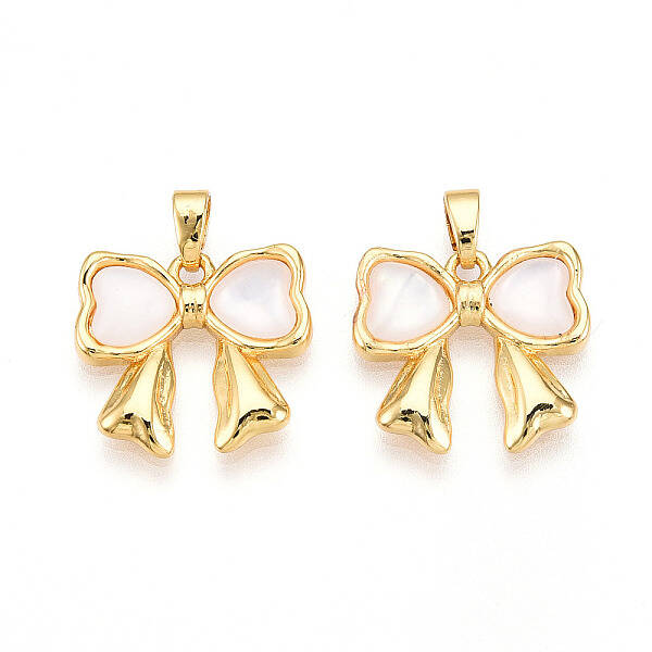 Brass Pave Natural Shell Pendants