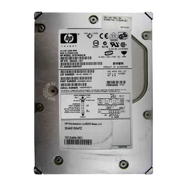 364323-001 HP 72.8GB Ultra-320 SCSI 15000 3.5-inch Hard Drive