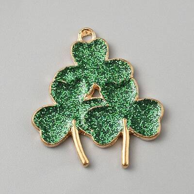 Saint Patrick's Day Glitter Alloy Enamel Pendants