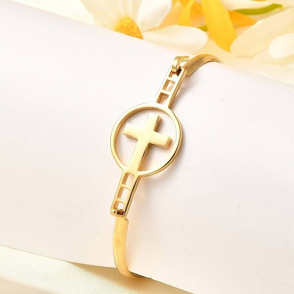 304 Stainless Steel Flat Round Link Bangles for Women