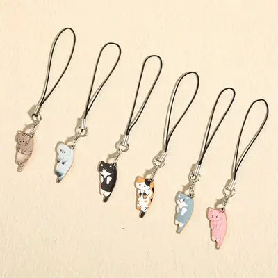 Cute Cartoon Cat Design Phone Lanyard Kit, Portable Phone Decorative Keychain, Phone Hanging Accessories For Phone Key Use, ...