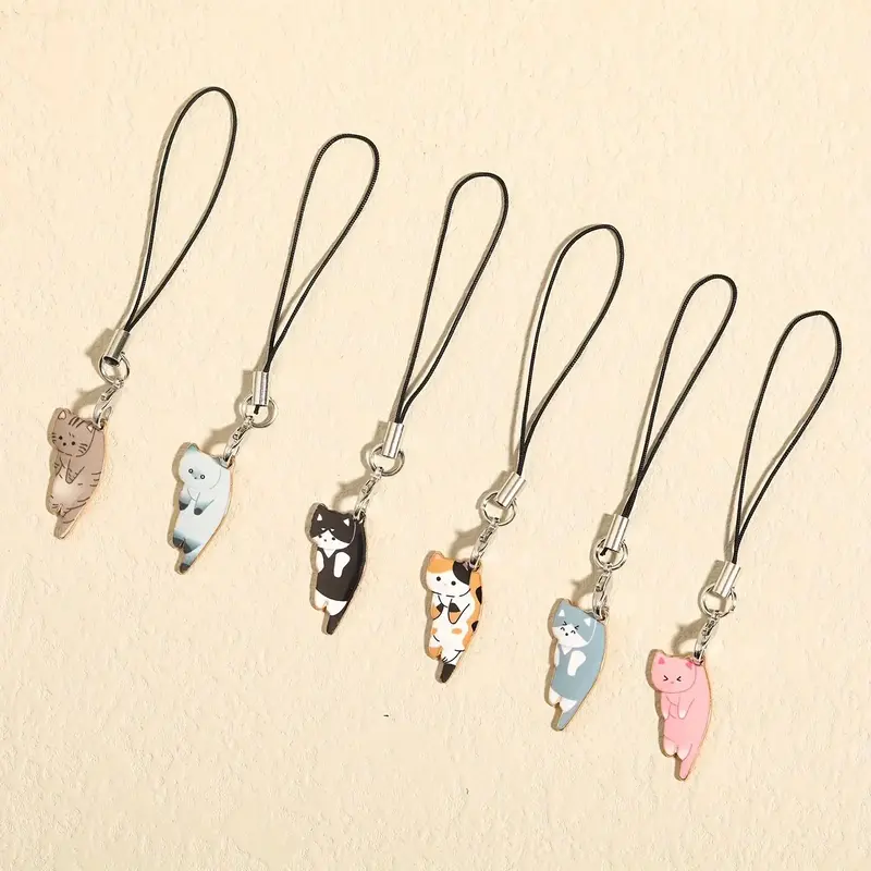 Cute Cartoon Cat Design Phone Lanyard Kit, Portable Phone Decorative Keychain, Phone Hanging Accessories For Phone Key Use, ...
