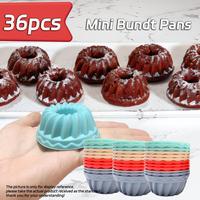 Silicone Mini Bundt Cake Pan, 36pcs/set Non-stick Baking Mold, Easy To Release Baking Mold for Cake, Jelly, Candy, Kitchen Ac...