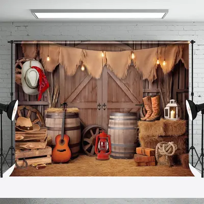 Western Wood House Hay Photo Architecture Backdrop - Aperturee