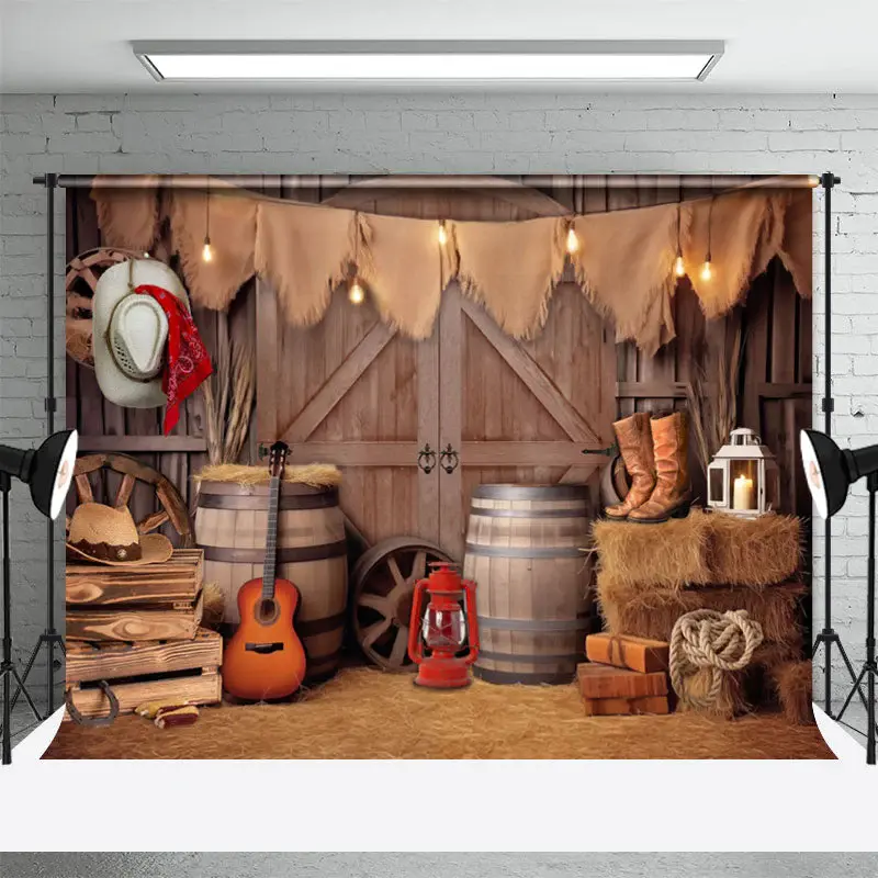 Western Wood House Hay Photo Architecture Backdrop - Aperturee