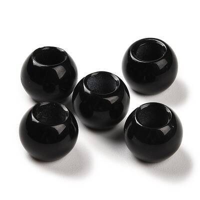 Natural Dyed & Heated Black Agate European Beads