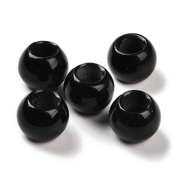 Natural Dyed & Heated Black Agate European Beads