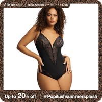 Popilush The Shapewear Bodysuit Deep-V Neck Lace Bodysuits Basic Womenswear Tops Or Leather Skirts Underwear Sleeveless