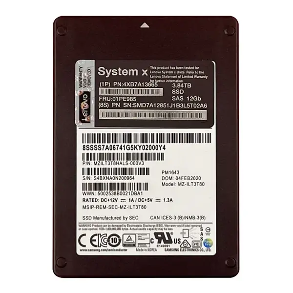 Lenovo 01PE985 | 3.84TB MLC SAS 12Gb/s SFF G3 2.5-Inch Internal Solid State Drive