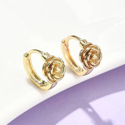 Rose Brass Hoop Earrings