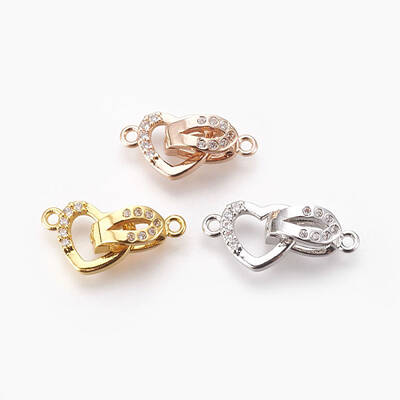 Brass Micro Pave Cubic Zirconia Fold Over Clasps