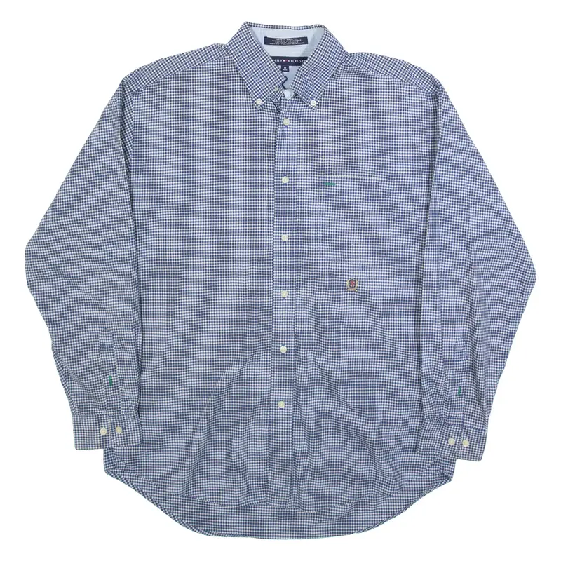 TOMMY HILFIGER Mens Shirt Blue Gingham Long Sleeve M
