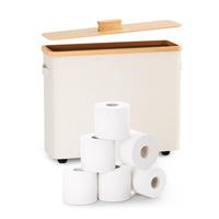 Bamboo Toilet Paper Storage Box with Lid, Durable Toilet Paper Holder Basket with Handle, Portable Toilet Paper Organizer f...