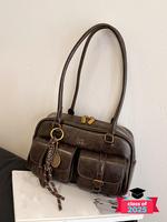 Women's Elegant Solid Color Shoulder Bag, Fashionable Pu Leather Bag for Daily Used, Leather Satchel, Fashion Purses, Casual ...