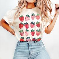 Comfort Colors - Cute Strawberry Tshirt Summer Strawberry Shirt, Cottagecore Berries Tshirt, Strawberry Aesthetic, Botanical ...