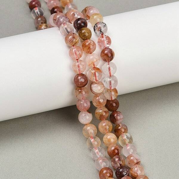 Natural Hematoid Quartz/Ferruginous Quartz Beads Strands