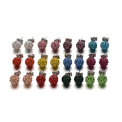 Polymer Clay Rhinestone Ball Stud Earrings