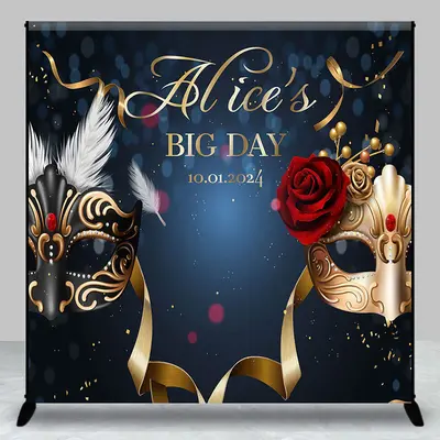 Mask Black Dark Blue Custom Birthday Party Backdrop - Aperturee