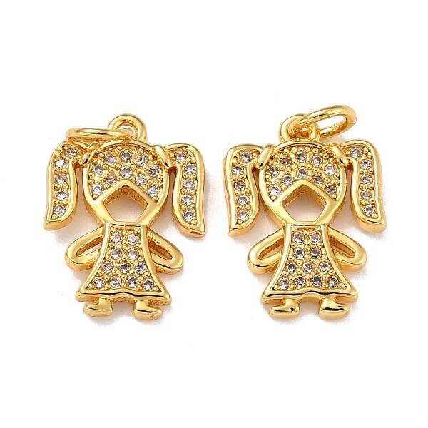 Brass Micro Pave Cubic Zirconia Charms