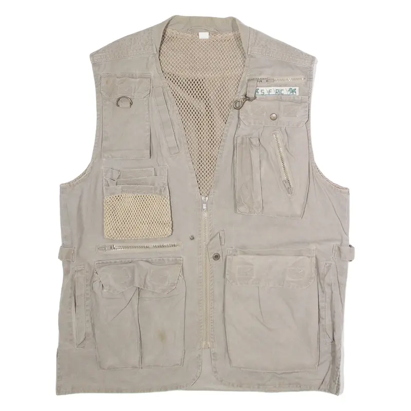 SAFRICA Utility Mens Gilet Beige 90s M