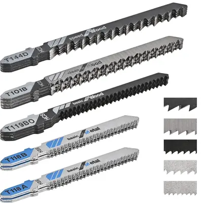 Jigsaw Blades Set, 20pcs/set Assorted T-shank Replacement Jig Saw Blades Set for Cutting Wood and Metal, Power Tool Accessori...