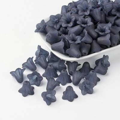Prussian Blue Frosted Transparent Acrylic Flower Beads