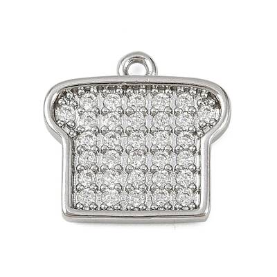 Brass Micro Pave Clear Cubic Zirconia Charms