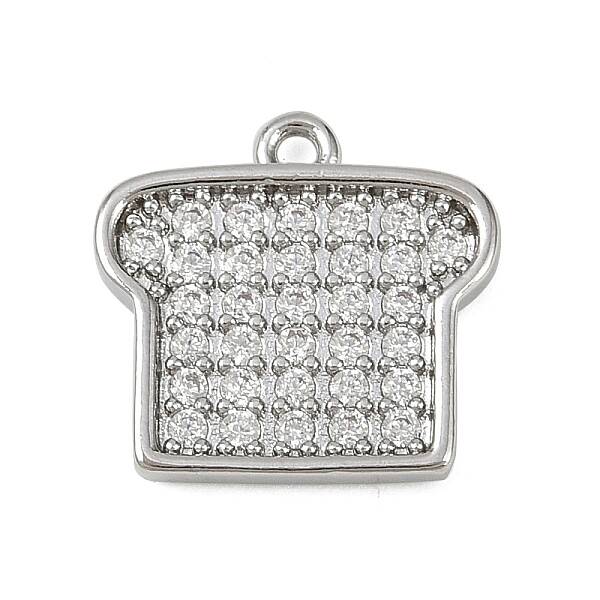 Brass Micro Pave Clear Cubic Zirconia Charms