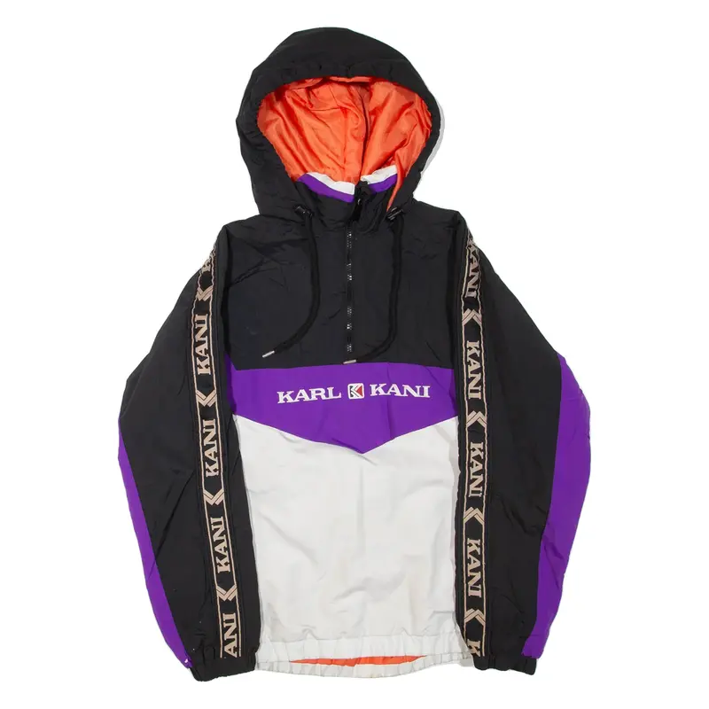 KARL KANI Womens Pullover Jacket Purple Hooded Colourblock S