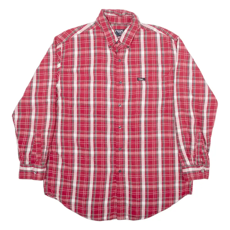 CHAPS RALPH LAUREN Flannel Shirt Red Check Long Sleeve Mens L