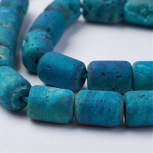 Electroplated Natural Druzy Geode Agate Bead Strands