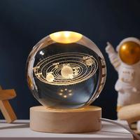Creative 3D Solar System Artificial Crystal Ball Night Light, USB Powered Planet Ball Design Lamp for Holiday Decor, Annivers...