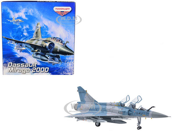 Dassault Mirage 2000B Fighter Plane Blue Camouflage with Missile Accessories \