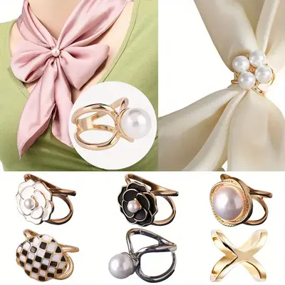 Versatile, Elegant Faux Pearl Clasp Pins for Women - 8 Stylish Designs, Ideal for Cardigans, Shawls, Scarves & Dresses | Vint...