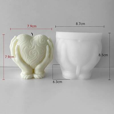 Heart with Hand Silicone Candle Holder Statue Molds