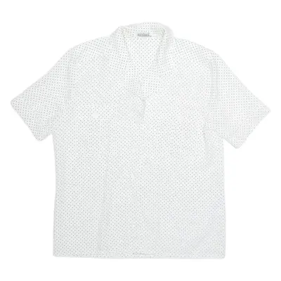 ALEXANDER Womens Printed Shirt White Collared Polka Dot M