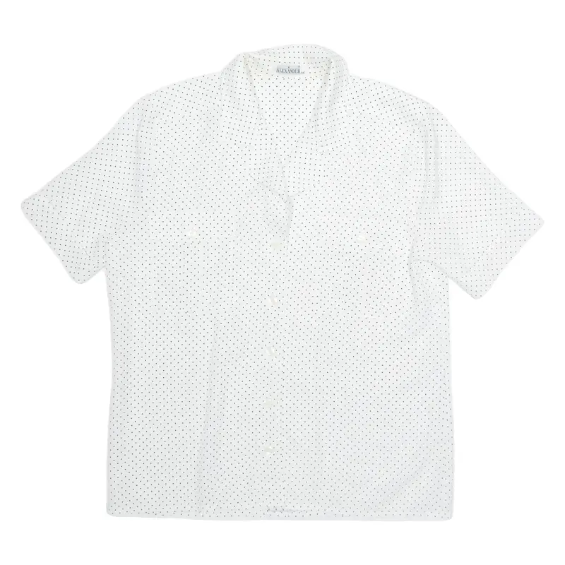 ALEXANDER Womens Printed Shirt White Collared Polka Dot M