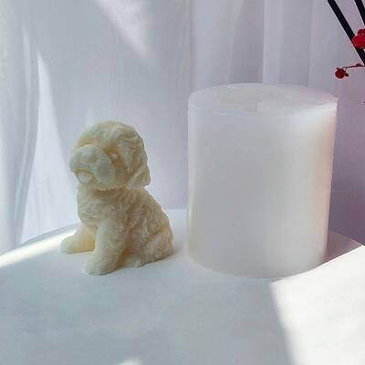 3D Sitting Teddy Dog Figurine DIY Silicone Candle Molds