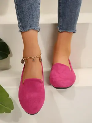 Women's Fashionable Solid Color Pointed Toe Flat Shoes, Flats Shoes Women, Work Shoes, Casual Comfortable Slip on Shoes for D...