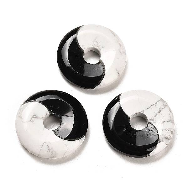Natural Obsidian & Synthetic White Turquoise Pendants