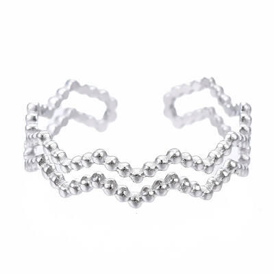 Non-Tarnish 304 Stainless Steel Wave Wrap Open Cuff Ring