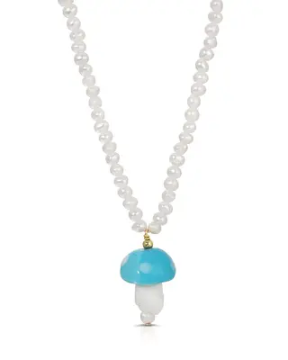 Cogumelo Necklace | Color: Light Blue | Metal Color: Gold