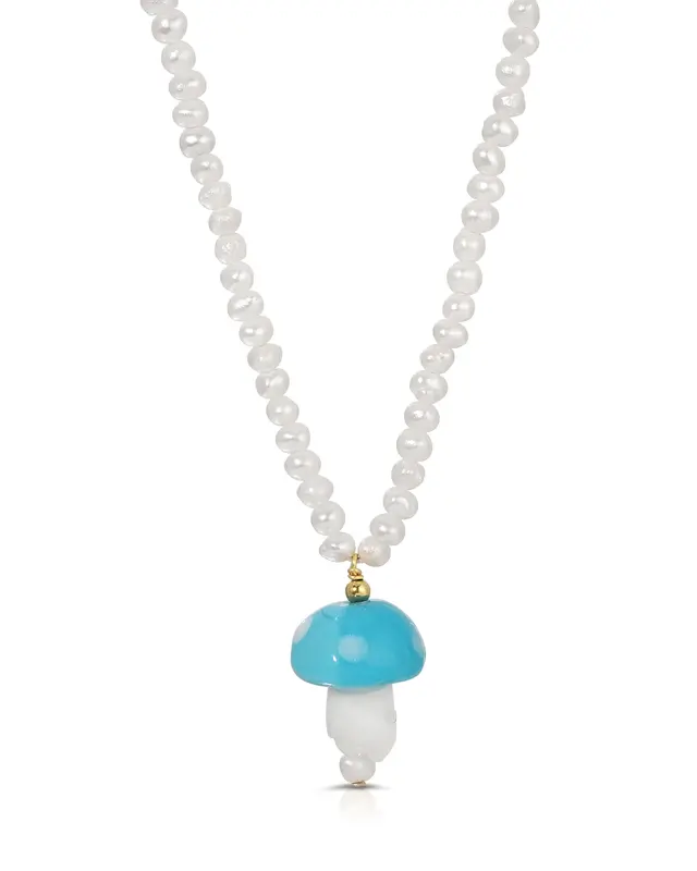 Cogumelo Necklace | Color: Light Blue | Metal Color: Gold