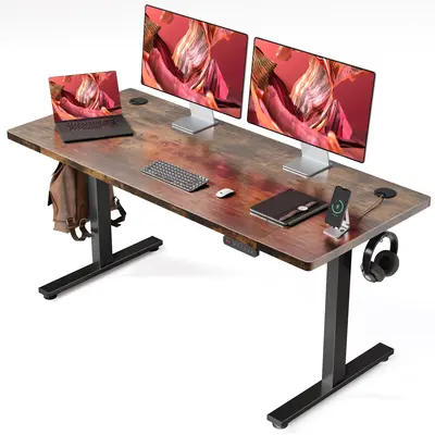 Electric Standing Desk Adjustable - 63 x 24 Inch Sit Stand up Desk with Cable Management - 3 Memory Preset Adjustable Height ...