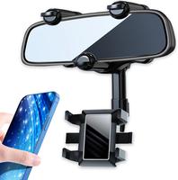 Rear View Mirror Phone Holder Mount, Car Phone Bracket/Stand with 360° Swivel and Adjustable Clips, Universal Smartphone Cra...